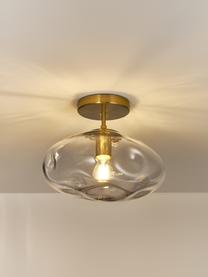Lampada da soffito in vetro Amora, Paralume: vetro, Baldacchino: metallo spazzolato, Trasparente, dorato, Ø 35 x Alt. 28 cm