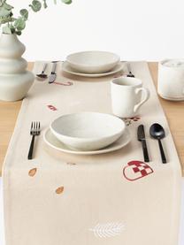 Chemin de table en coton Bomuld, 100% coton, Beige clair, rouge, larg. 40 x long. 140 cm