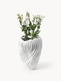 Vase avec twist cannelé Milazzo, haut. 44 cm, Grès, Blanc, Ø 31 x haut. 44 cm