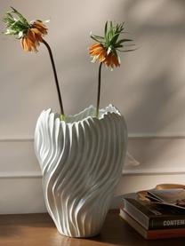 Váza s žebrováním Milazzo, V 44 cm, Kamenina, Bílá, Š 31 cm, V 44 cm