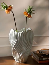 Vase avec twist cannelé Milazzo, haut. 44 cm, Grès, Blanc, Ø 31 x haut. 44 cm