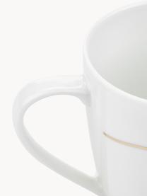 Porzellan Tassen Cheers, 4er-Set, Porzellan, Weiß, Goldfarben, Ø 9 x H 10 cm, 380 ml