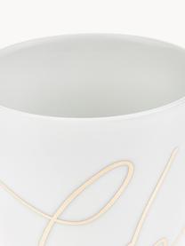 Porzellan Tassen Cheers, 4er-Set, Porzellan, Weiß, Goldfarben, Ø 9 x H 10 cm, 380 ml