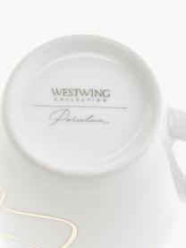 Set de tazas de porcelana Cheers, 4 uds., Porcelana, Blanco, dorado, Ø 9 x Al 10 cm, 380 ml