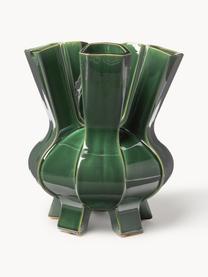 Vaso in porcellana di design Puyi, alt. 34 cm, Porcellana smaltata, Verde scuro, Ø 29 x Alt. 34 cm