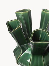 Dizajnová porcelánová váza Puyi, V 34 cm, Glazúrovaný porcelán, Tmavozelená, Ø 29 x V 34 cm