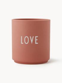 Design Becher Favourite LOVE mit Schriftzug, Fine Bone China (Porzellan)
Fine Bone China ist ein Weichporzellan, das sich besonders durch seinen strahlenden, durchscheinenden Glanz auszeichnet., Korallrot (Love), Ø 8 x H 9 cm, 250 ml