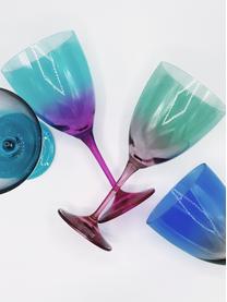 Wijnglazen Ombre Flash, 2 stuks, Glas, Turquoise, roze, Ø 10 x H 12 cm, 400ml