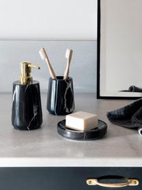 Distributeur de savon en marbre Lux, Noir, marbré, couleur dorée, Ø 8 x haut. 17 cm