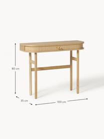 Konsole Calary mit geriffelter Front, Korpus: Mitteldichte Holzfaserpla, Beine: Massives Eichenholz, Eichenholz, B 100 x H 80 cm