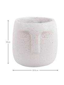 Portavaso viso di design in cemento bianco Face, Cemento, Bianco, Ø 12,5 x Alt. 14 cm