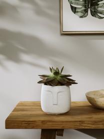 Kleine betonnen plantenpot Face in wit, Beton, Wit, Ø 12,5 x H 14 cm
