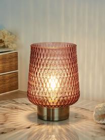 Malá prenosná stolová LED lampa s časovačom Rose Glamour, Sklo, kov, Bledoružová, zlatá, Ø 16 x V 21 cm