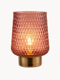 Malá prenosná stolová LED lampa s časovačom Rose Glamour, Sklo, kov, Bledoružová, zlatá, Ø 16 x V 21 cm