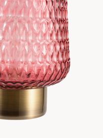 Pequeña lámpara de mesa LED móvil rosa con función de temporizador Glamour, Vidrio, metal, Rosa, dorado, Ø 16 x Al 21 cm