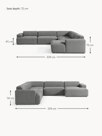 Divano ampio Melva, Rivestimento: 100% poliestere Con 45.00, Struttura: legno massiccio di pino e, Piedini: plastica Questo prodotto , Tessuto grigio scuro, Larg. 339 x Prof. 339 cm, chaise longue a sinistra