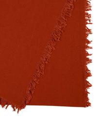 Runner in cotone rosso con frange Nalia, Cotone, Rosso, Larg. 50 x Lung. 160 cm