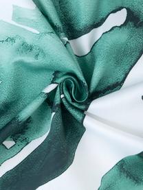Pościel z satyny bawełnianej Lou, Biały, zielony, 200 x 200 cm + 2 poduszki 80 x 80 cm