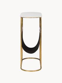 Odkládací stolek s mramorovou deskou a stojanem na časopisy Marmol, Bílý mramor, hnědá, Š 53 cm, H 23 cm