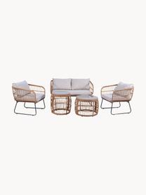 Outdoor loungeset Le Bonom Vistdal, 5-delig, Bekleding: 100 % polyester, Poten: gepoedercoat staal, Beige, Set met verschillende formaten