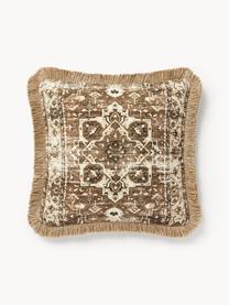 Housse de coussin 50x50 orientale en jute Nario, Tons bruns, larg. 50 x long. 50 cm