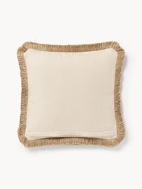 Jute-Kissenhülle Nario mit Fransen, Rückseite: 100 % Baumwolle, Brauntöne, B 50 x L 50 cm