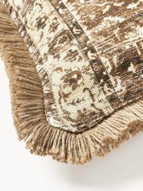 Poszewka na poduszkę z juty z frędzlami Nario, Odcienie brązowego, S 50 x D 50 cm