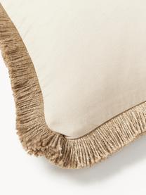 Jute-Kissenhülle Nario mit Fransen, Rückseite: 100 % Baumwolle, Brauntöne, B 50 x L 50 cm