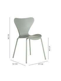 Kunststoffen stoelen Pippi, 2 stuks, Polypropyleen, metaal, Mintgroen, B 47 x D 50 cm