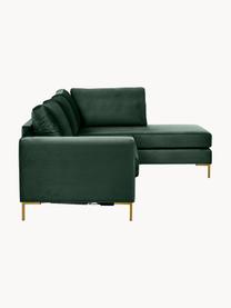 Samt-Schlafsofa Luna (3-Sitzer) mit Matratze, Bezug: Samt (100 % Polyester) De, Gestell: Massives Buchenholz, Schi, Füße: Metall, galvanisiert Dies, Samt Dunkelgrün, B 270 x T 184 cm, Eckteil links