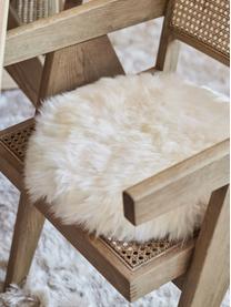 Vankúš na stoličku z ovčej kože Oslo, hladký, Krémovobiela, Ø 37 cm