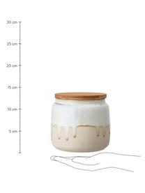 Handgemachte Aufbewahrungsdose Terrain, Ø 16 x H 14 cm, Deckel: Bambus, Gebrochenes Weiss, Beige, Bambus, Ø 16 x H 14 cm