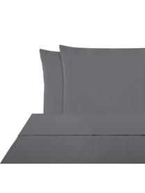 Biancheria da letto in percalle grigio scuro Elsie, Grigio scuro, 180 x 300 cm + 2 federe 50 x 80 cm