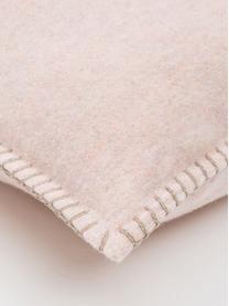 Zachte fleece kussenhoes Sylt met stiksels, 85% katoen, 8% viscose, 7% polyacryl, Oudroze, crèmekleurig, 40 x 40 cm