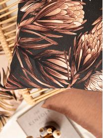 Poszewka na poduszkę Protea, 85% bawełna, 15% len, Blady różowy, odcienie brązowego, S 50 x D 50 cm