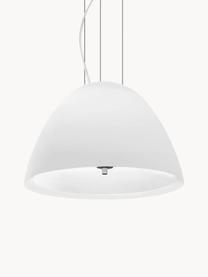 Mondgeblazen hanglamp Willy Glass, Lampenkap: glas, Wit, zilverkleurig, Ø 40 x H 28 cm