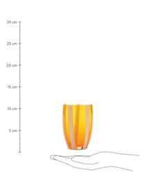 Mundgeblasene Wassergläser Gessato in Bunt, 6er-Set, Glas, Weiß, Aqua, Bernsteinfarben, Pastellviolett, Orange, Rot, Grün, Ø 7 x H 11 cm