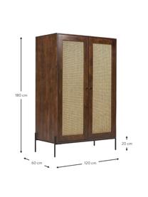 Šatní skříň s vídeňskou pleteninou Vienna, Mangové dřevo, Š 120 cm, V 180 cm