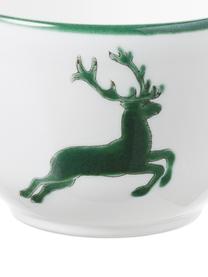 Ručne maľovaná kávová šálka Classic Grüner Hirsch, Keramika, Zelená, biela, 190 ml