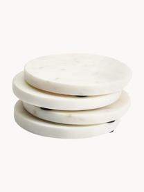 Marmeren onderzetters Callum in wit, 4 stuks, Marmer, Gebroken wit, gemarmerd, Ø 10 x H 1 cm