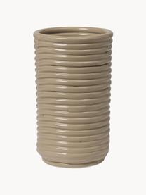 Handgefertigte Vase Corduroy, H 21 cm, Keramik, glasiert, Beige, Ø 12 x H 21 cm