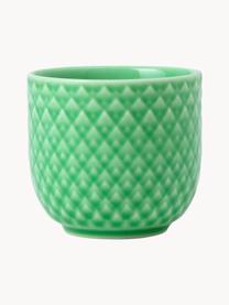 Porzellan-Eierbecher Rhombe mit Struktur-Muster, 4 Stück, Porzellan, Grün, Ø 5 x H 5 cm