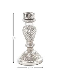 Kandelaarsset Basilika, 3-delig, Glas, Zilverkleurig, Ø 8 x H 17 cm