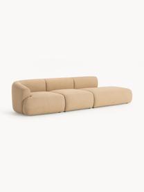 Chaise longue XL componibile in bouclé Sofia, Rivestimento: bouclé (100% poliestere) , Struttura: legno di abete rosso, tru, Piedini: plastica Questo prodotto , Bouclé beige, Larg. 340 x Prof. 103 cm, modulo angolare sinistro