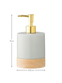 Dispenser sapone in porcellana Adam, Contenitore: porcellana, legno di cauc, Testa della pompa: metallo, Multicolore, Ø 10 x Alt. 18 cm