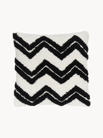 Housse de coussin 45x45 Akesha, 100 % coton, Blanc crème, noir, larg. 45 x long. 45 cm