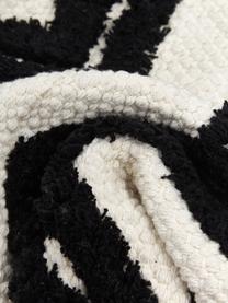 Boho poťah na vankúš s kľukatým vzorom Akesha, 100 %  bavlna, Krémová, čierna, Š 45 x D 45 cm