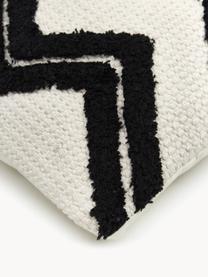 Housse de coussin 45x45 Akesha, 100 % coton, Blanc crème, noir, larg. 45 x long. 45 cm