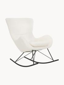 Teddy schommelstoel Wing met metalen poten, Bekleding: polyester (teddyvacht) Me, Frame: gegalvaniseerd metaal, Teddy crèmewit, zwart, B 77 x D 109 cm