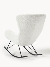 Fauteuil à bascule en tissu peluche Wing, Peluche blanc crème, cadre noir, larg. 77 x prof. 109 cm